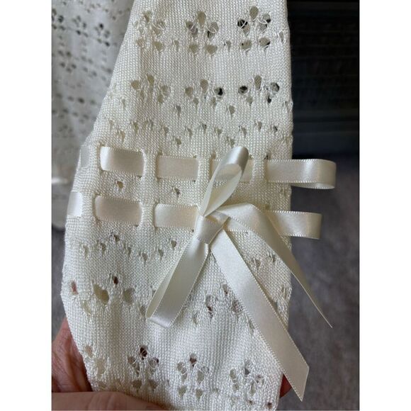 Simone Rocha Bow-detailed Scalloped Open-knit Sweater - Cream, $750 E22 - Picture 8 of 11